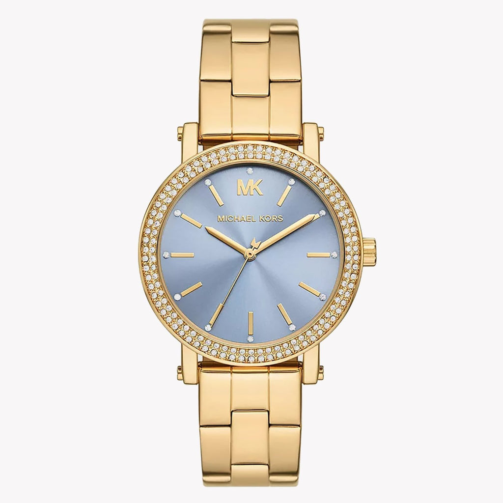 Michael Kors Slim Runway Blue Dial Gold Women'e Watch - MKO1048 MKO1048 - Image 1