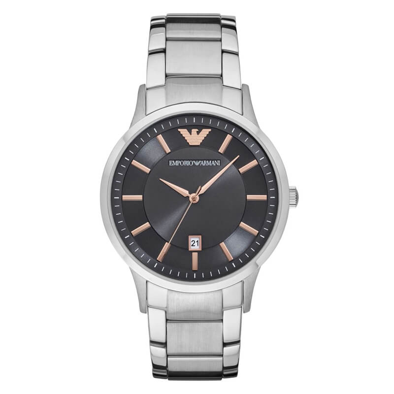 Emporio Armani Renato Quartz Grey Dial Silver Steel Strap Watch For Men - AR2514 AR2514 - Image 1