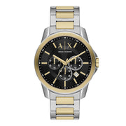 Armani Exchange Men’s Quartz Two Tone Stainless Steel Black Dial 44mm Watch AX7148 ax7148 - Image 1
