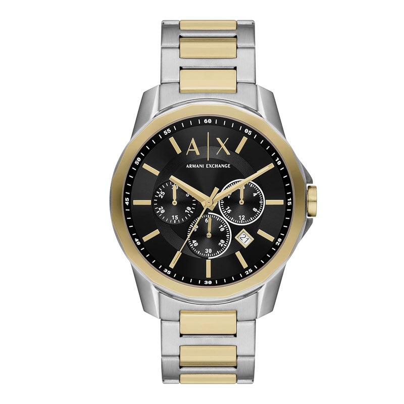 Armani Exchange Men’s Quartz Two Tone Stainless Steel Black Dial 44mm Watch AX7148 ax7148 - Image 1