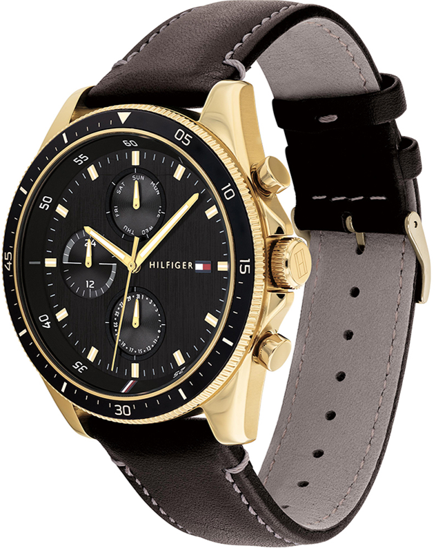 Tommy Hilfiger Parker Chronograph Black Dial Brown Leather Strap Watch For Men - 1791836 1791836 - Image 2
