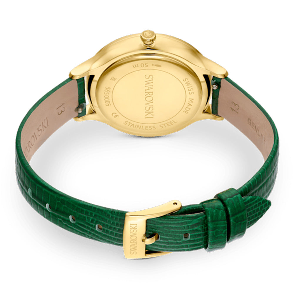 Swarovski Octea Nova Sapphire Glass Bezel Green Dial Leather Strap Women's Watch 5650005