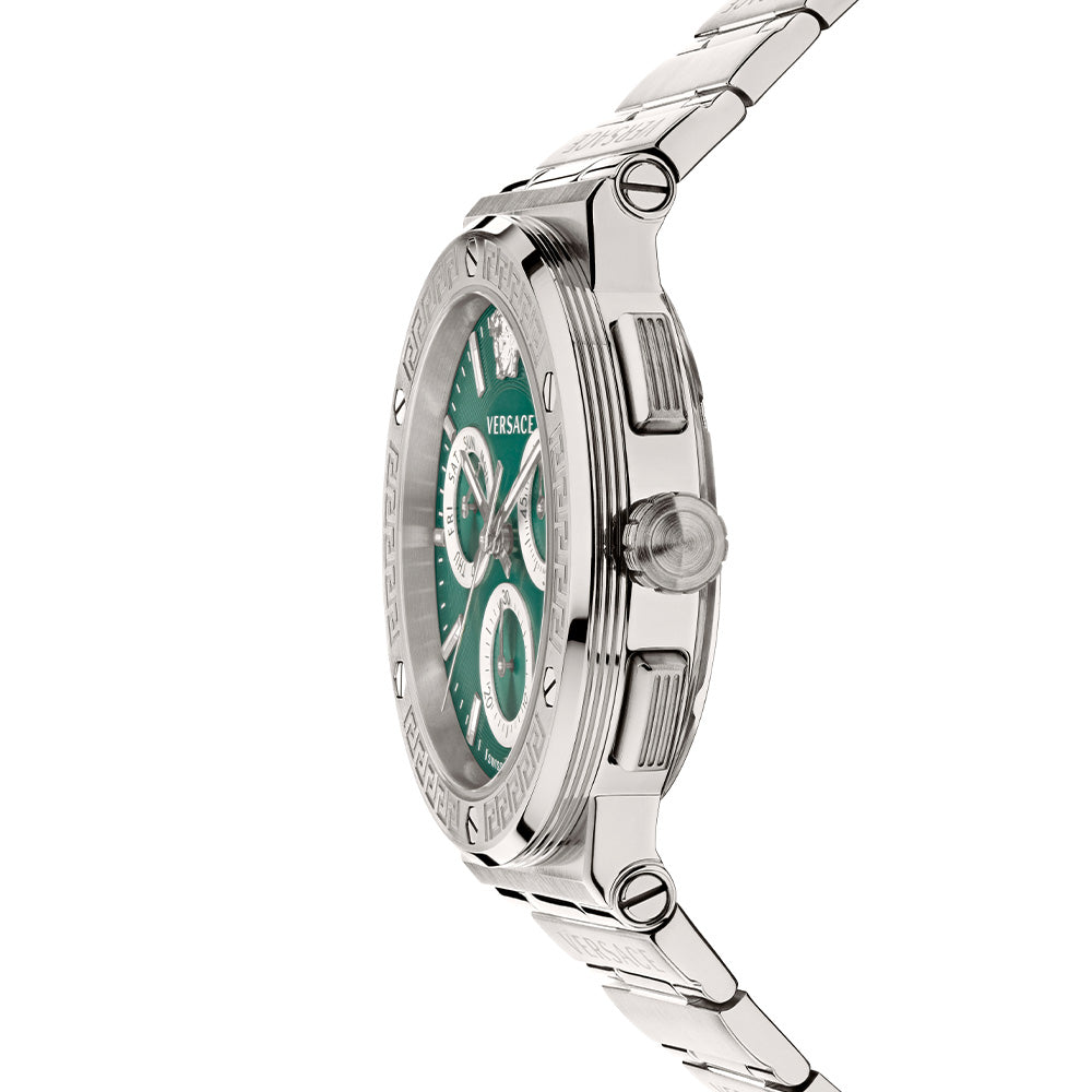 Versace Grace Chronograph Quartz Green Dial Silver Steel Strap Watch For Men - VEZ900121 VEZ900121 - Image 3
