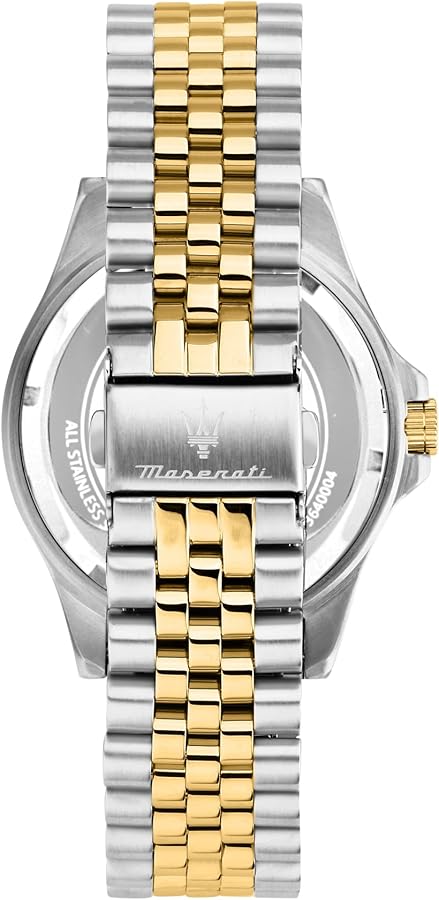 Maserati Sfida Black Dial Gold Hands Date Tow Tone Men's Watch  R8853140009