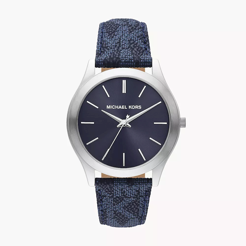 Michael Kors Oversized Slim Runway Navy Blue Dial Silver Men's Watch - MK8907 MK8907 - Image 1