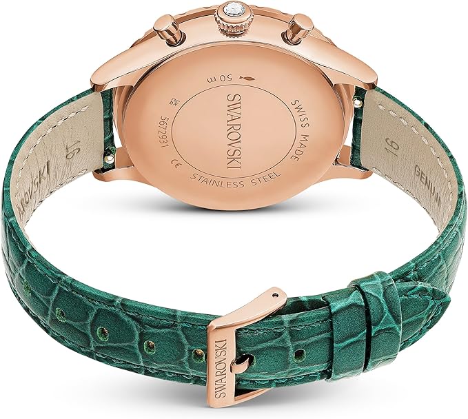 Swarovski Octea Chrono Faceted Crystal Bezel Green Dial Women's Watch 5672931