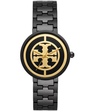 Tory Burch Reva Black Stainless Steel Gold Logo Dial  Women's Watch TBW4039