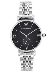 Emporio Armani Retro Black Dial Silver Men's Watch AR1676