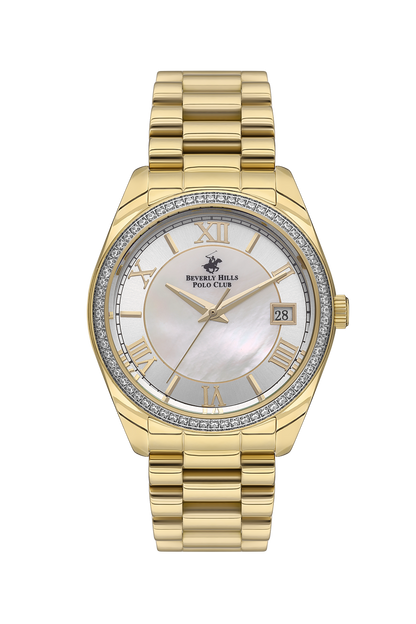 BEVERLY HILLS POLO CLUB Women's 36 MM Gold Analog Stainless Steel Watch – BP3592C.120