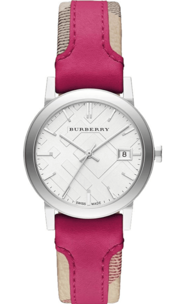 Burberry The City White Dial Haymarket Pink Leather Strap Watch for Women - BU9149 BU9149 - Image 1