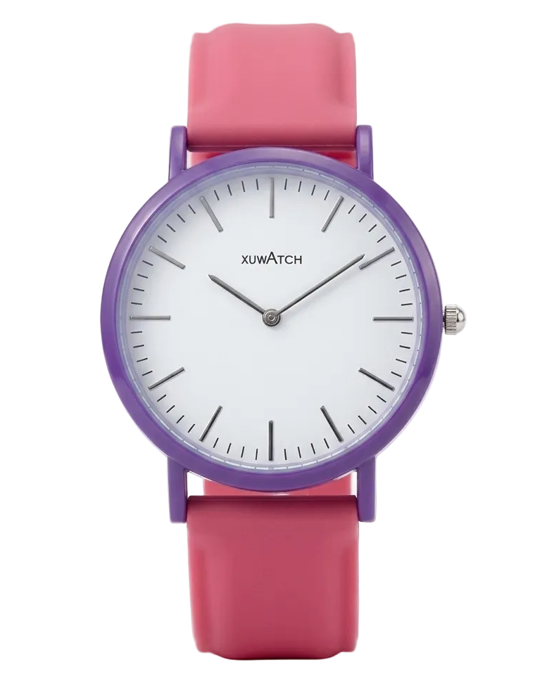 XuwAtch White Dial Pink Silicon Rubber Band Watch