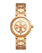 Tory Burch Reva Rose Gold-Tone Stainless Steel Bracelet Watch Women's Watch TBW4028