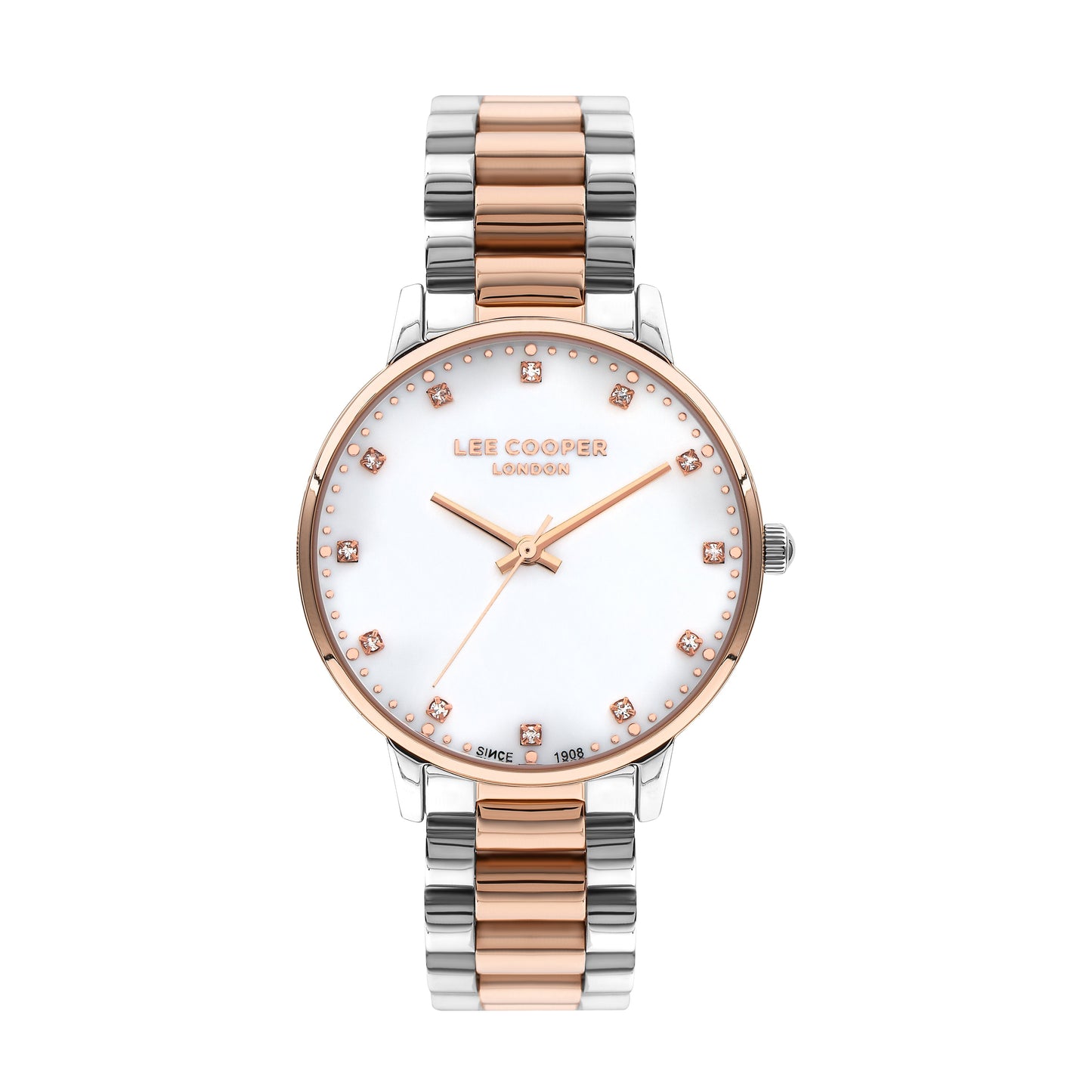 Lee Cooper Women's 36 MM Silver & Rose Gold Analog Stainless Steel Strap Watch – LC07548.520