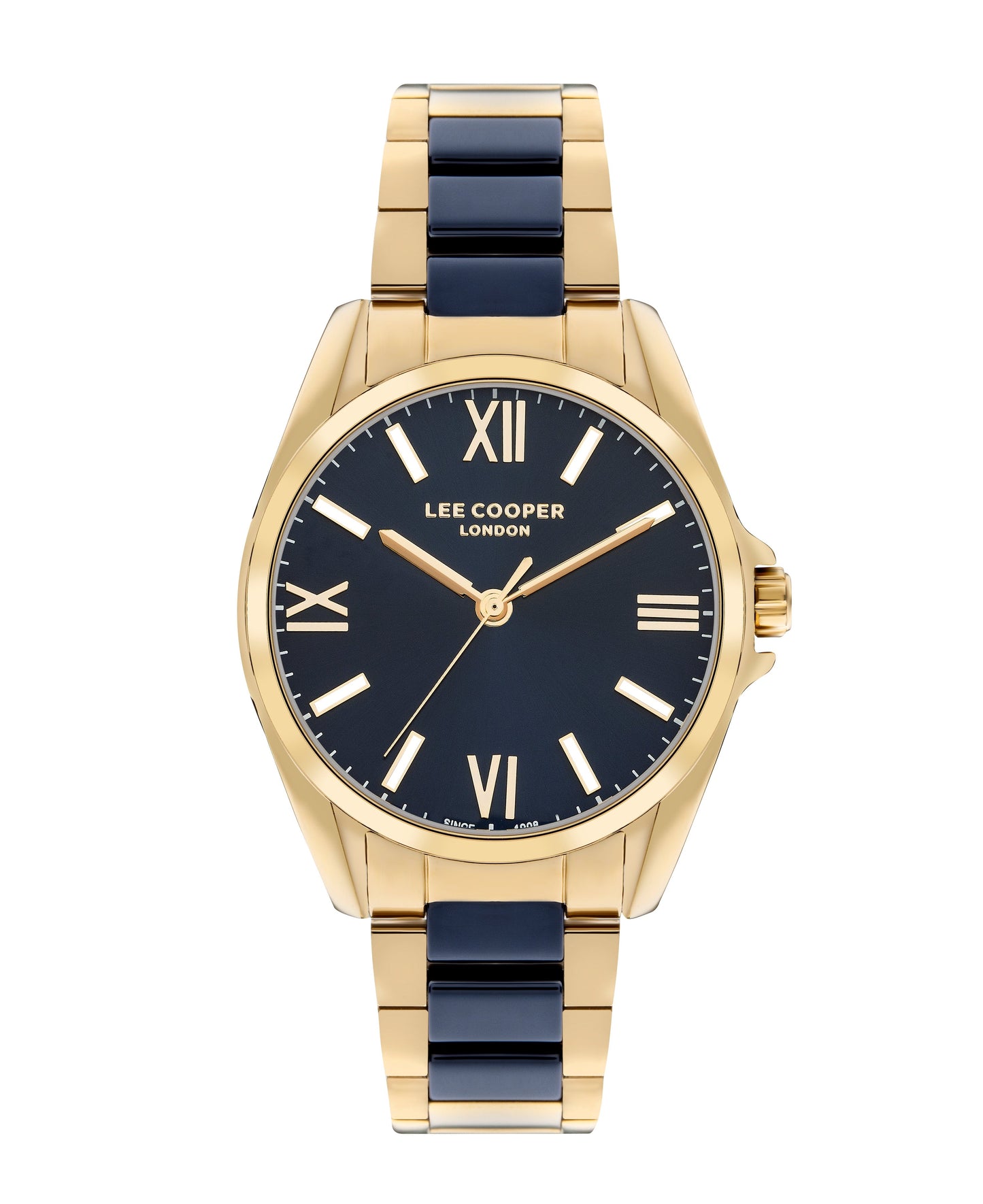 Lee Cooper Women's 34 MM Gold Analog Navy Blue Dial Watch – LC07873.270