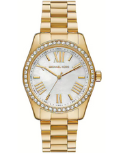 Michael Kors Lexington Mother of Pearl White Dial Gold Steel Strap Watch for Women - MK1079