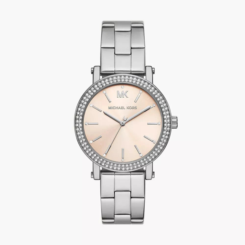 Michael Kors Corey Three-Hand Pink Dial Silver Women's Watch - MKO1050 MKO1050 - Image 1