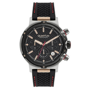 Quantum Black Chronograph Silicone Strap Men's Watch HNG956.351