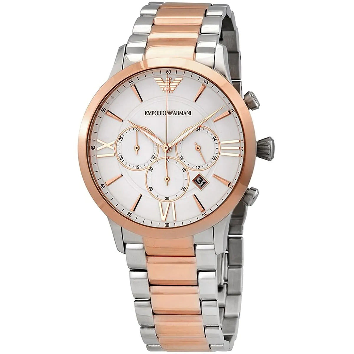 Emporio Armani Giovanni Chronograph Quartz White Dial Two Tone Steel Strap Watch For Men - AR11209 AR11209 - Image 3