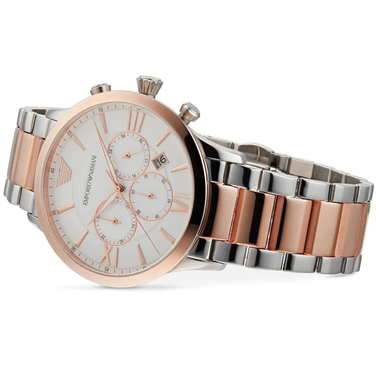 Emporio Armani Giovanni Chronograph Quartz White Dial Two Tone Steel Strap Watch For Men - AR11209 AR11209 - Image 8