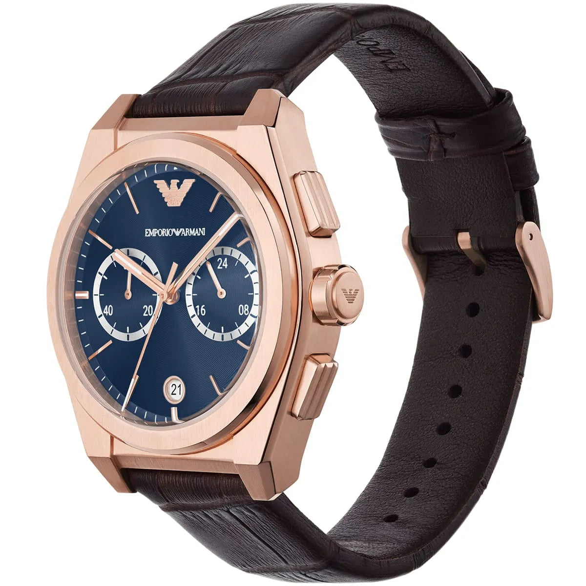 Emporio Armani Federico Chronograph Brown Genuine Leather Men's Watch - AR11563