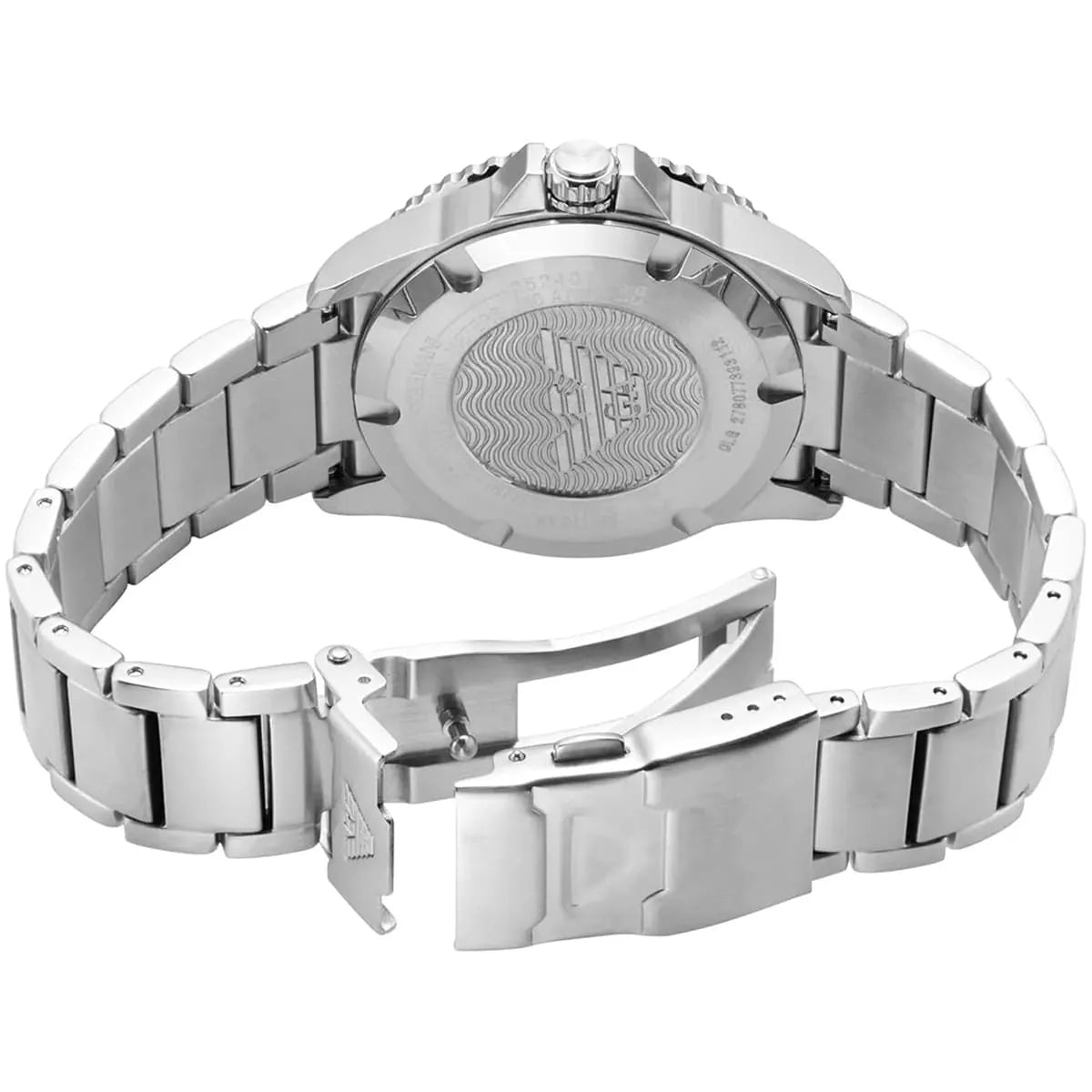 Emporio Armani Diver GMT Dark Blue Enamel Dial Silver Men's Watch - AR11590