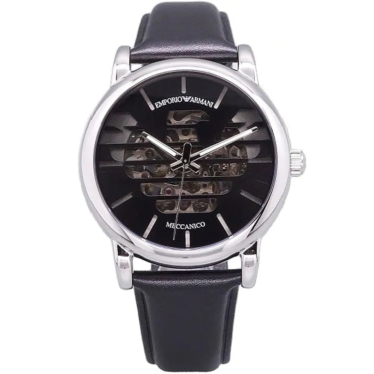 EMPORIO ARMANI Meccanico Black Leather Strap Black Dial Automatic Watch Luigi AR60040 AR60040 - Image 1