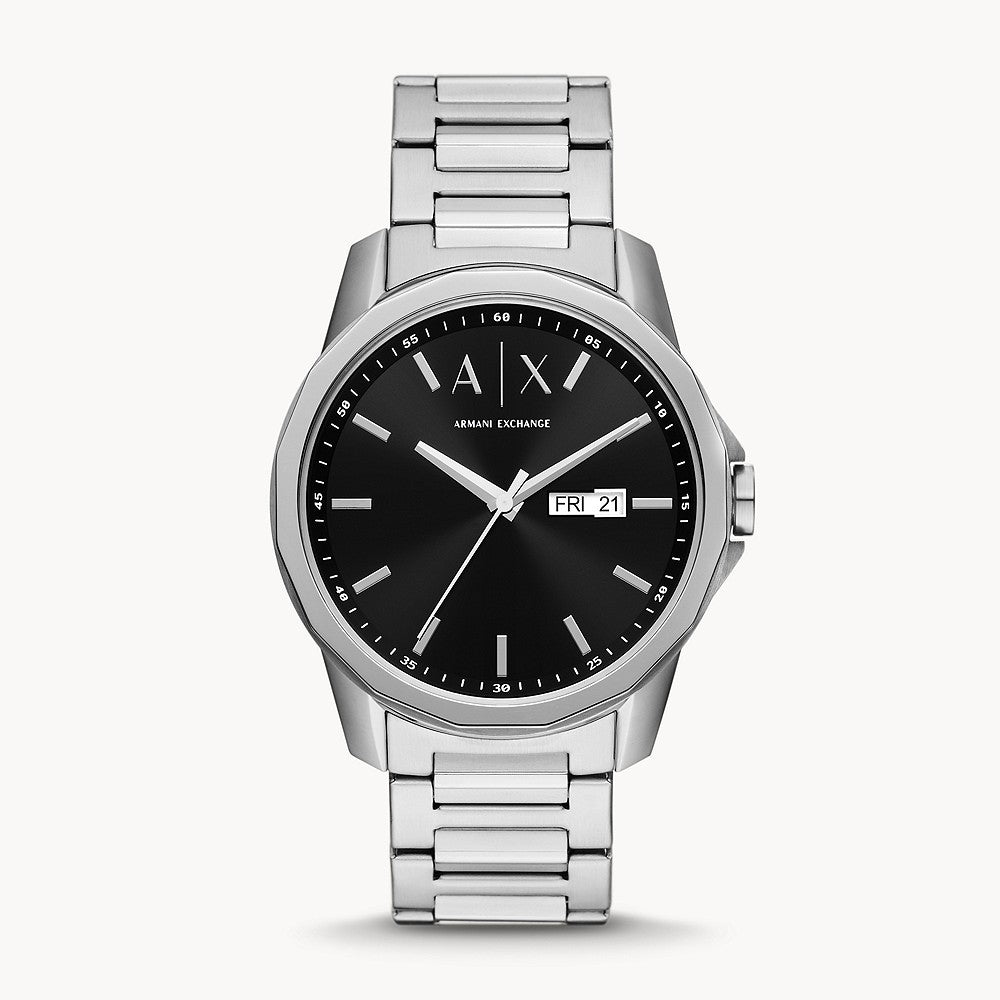 Armani Exchange Banks Day-Date Black Dial Watch - AX1733