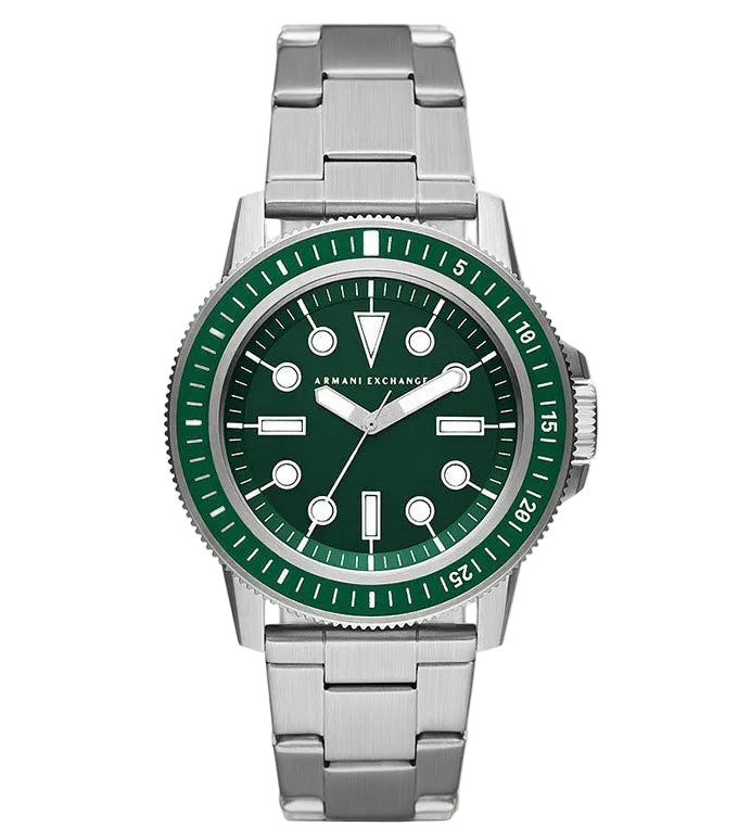 Armani Exchange Leonardo Green Dial Silver Watch - AX1860