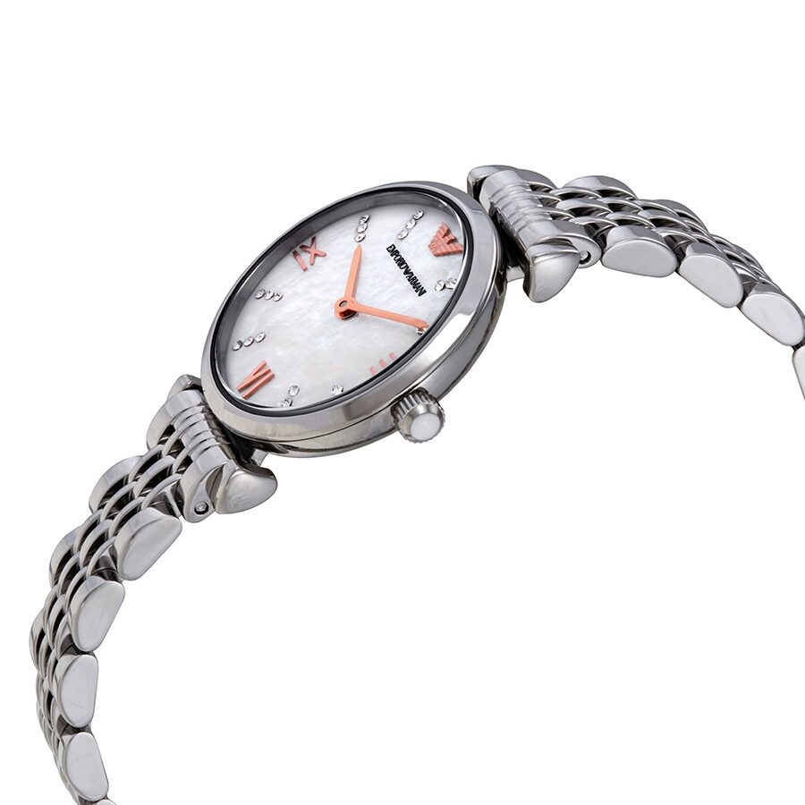Emporio Armani Gianni T-Bar Quartz Crystal White Mother of Pearl Dial Ladies Watch #AR11204 - Kiwi Watches #2