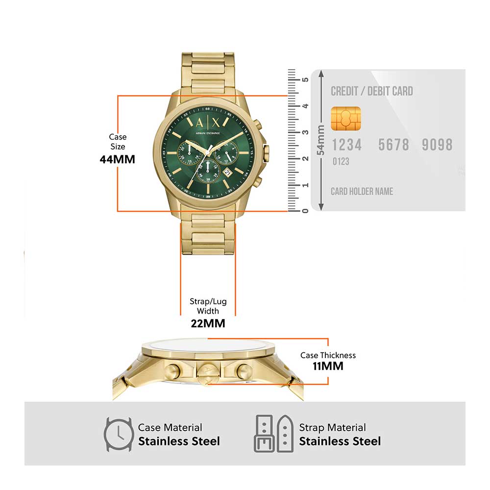 Armani Exchange Chronograph Gold-Tone Green Dial Men's Watch AX1746 ax1746 - Image 5