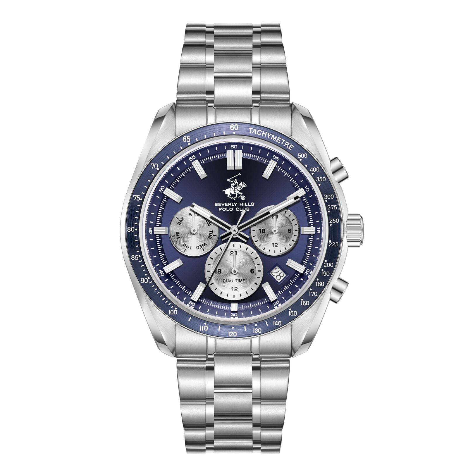 Beverly Hills Polo Club Blue Dial Silver Chrono Watch - BP3814X.390
