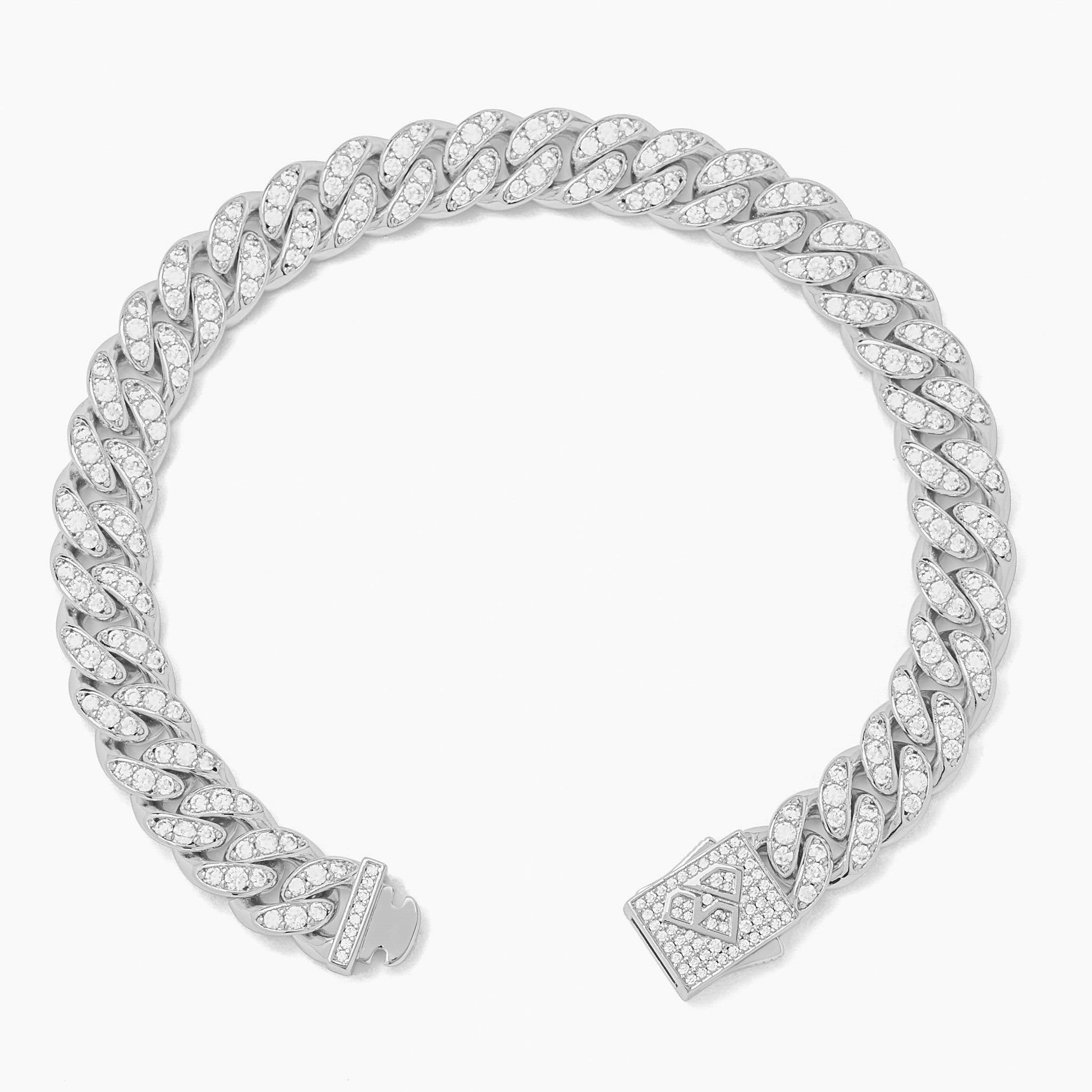 Big Daddy 10MM Iced Out Cuban Link Silver Bracelet - Bracelet