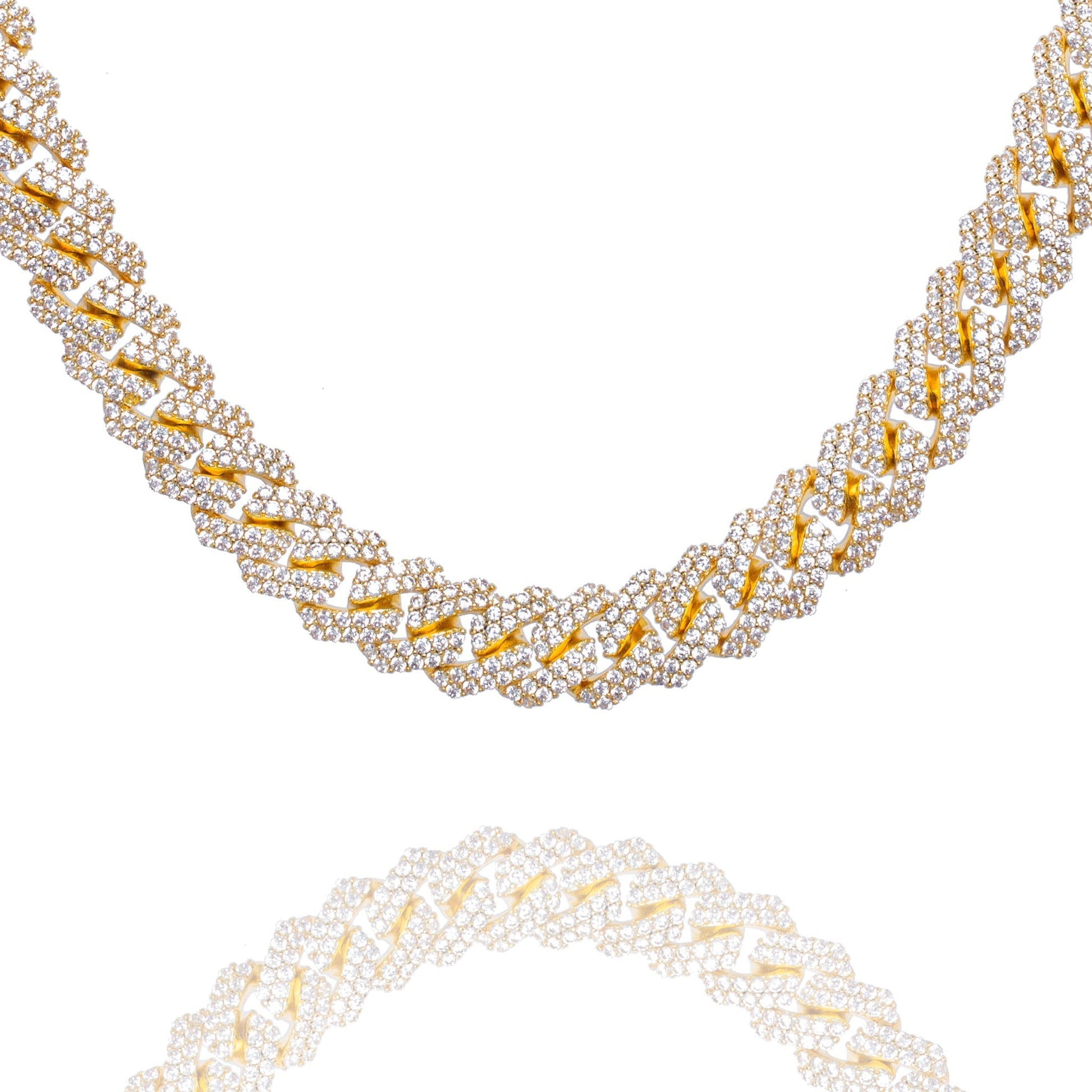 Big Daddy 10MM Straight Edge Cuban Diamond Gold Chain - Chain