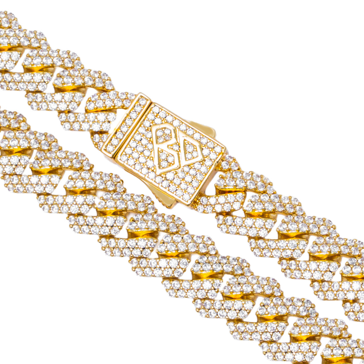 Big Daddy 12MM Straight Edge Cuban Diamond Gold Chain - Chain