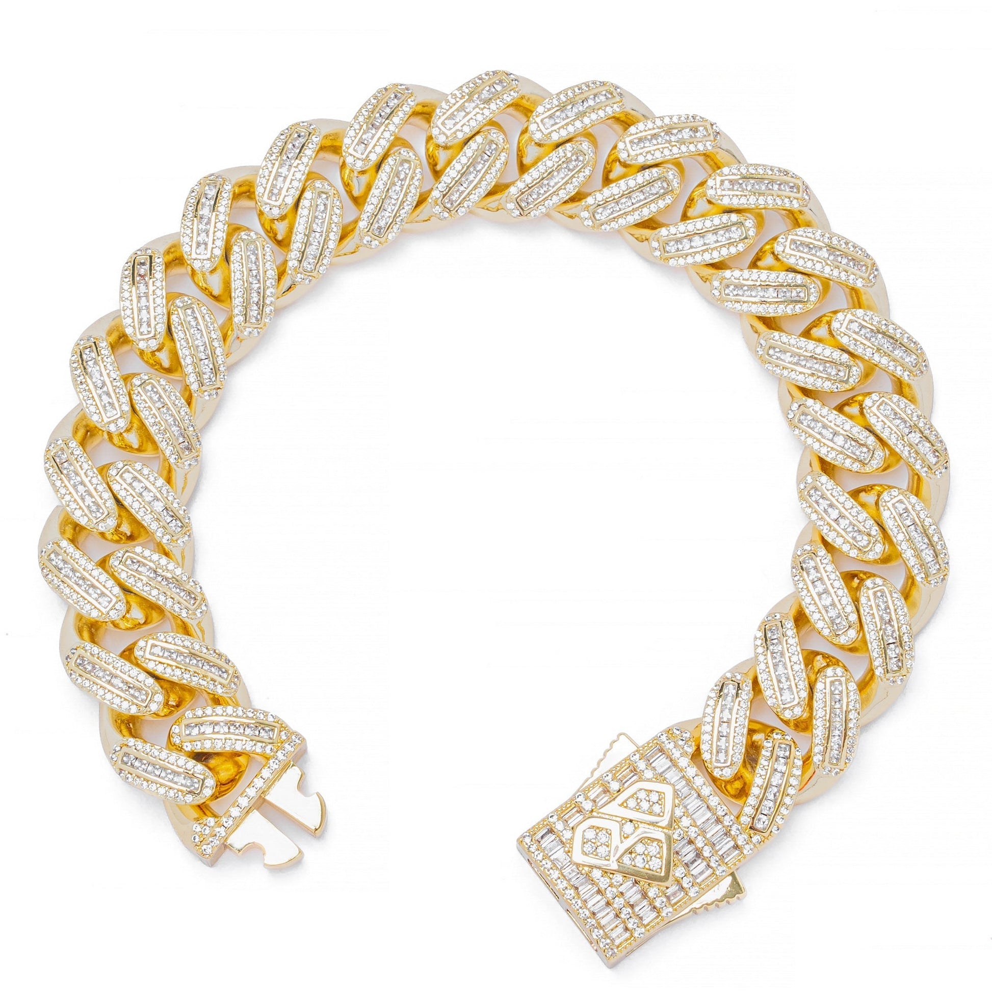 Big Daddy 18MM Baguette Gold Iced Out Cuban Link Bracelet - Bracelet