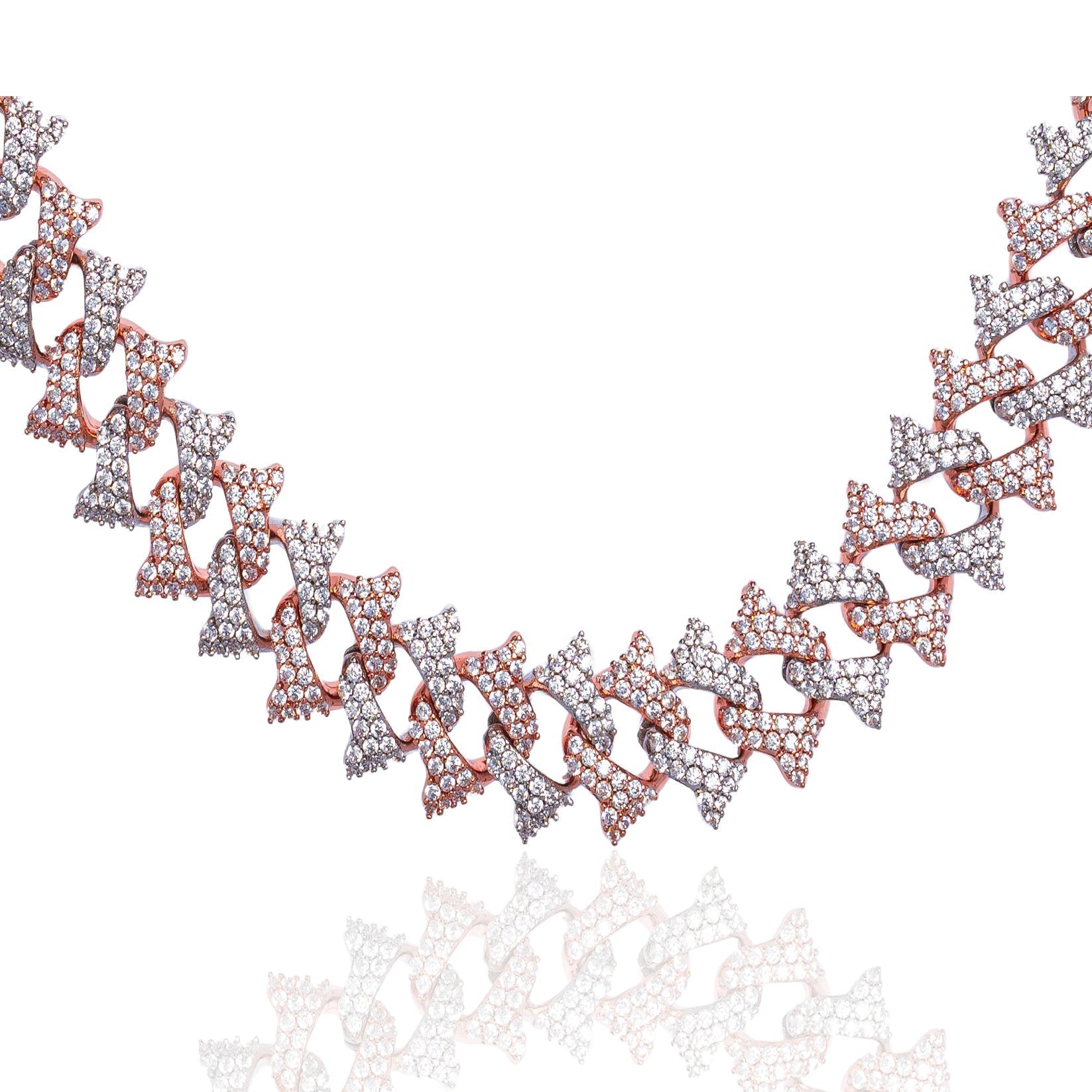 Big Daddy 18MM Solid Two-Tone Spiked Diamond Chain - Chain