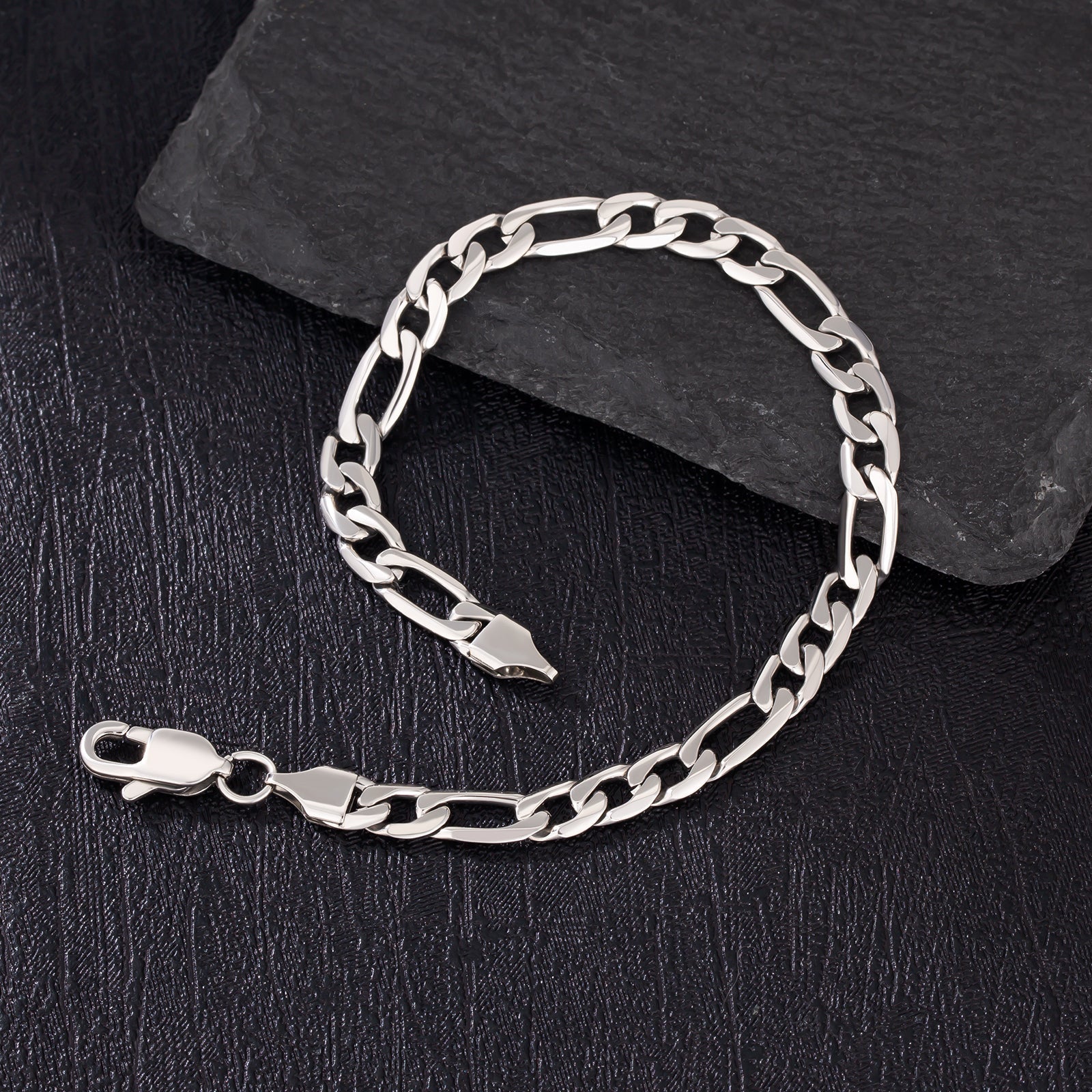 Big Daddy 6mm Steel Figaro Silver Bracelet - Bracelet