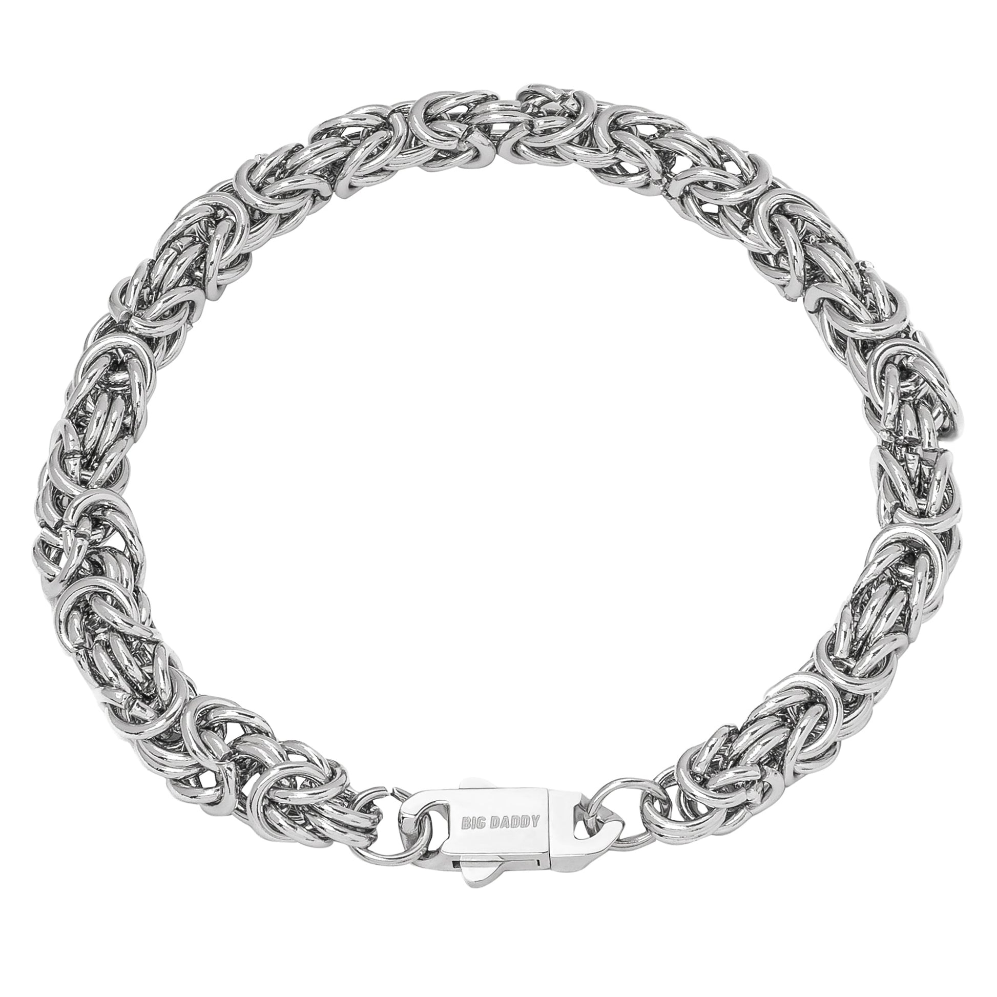 Big Daddy 8MM Byzantine Link Silver Steel Bracelet - Bracelet