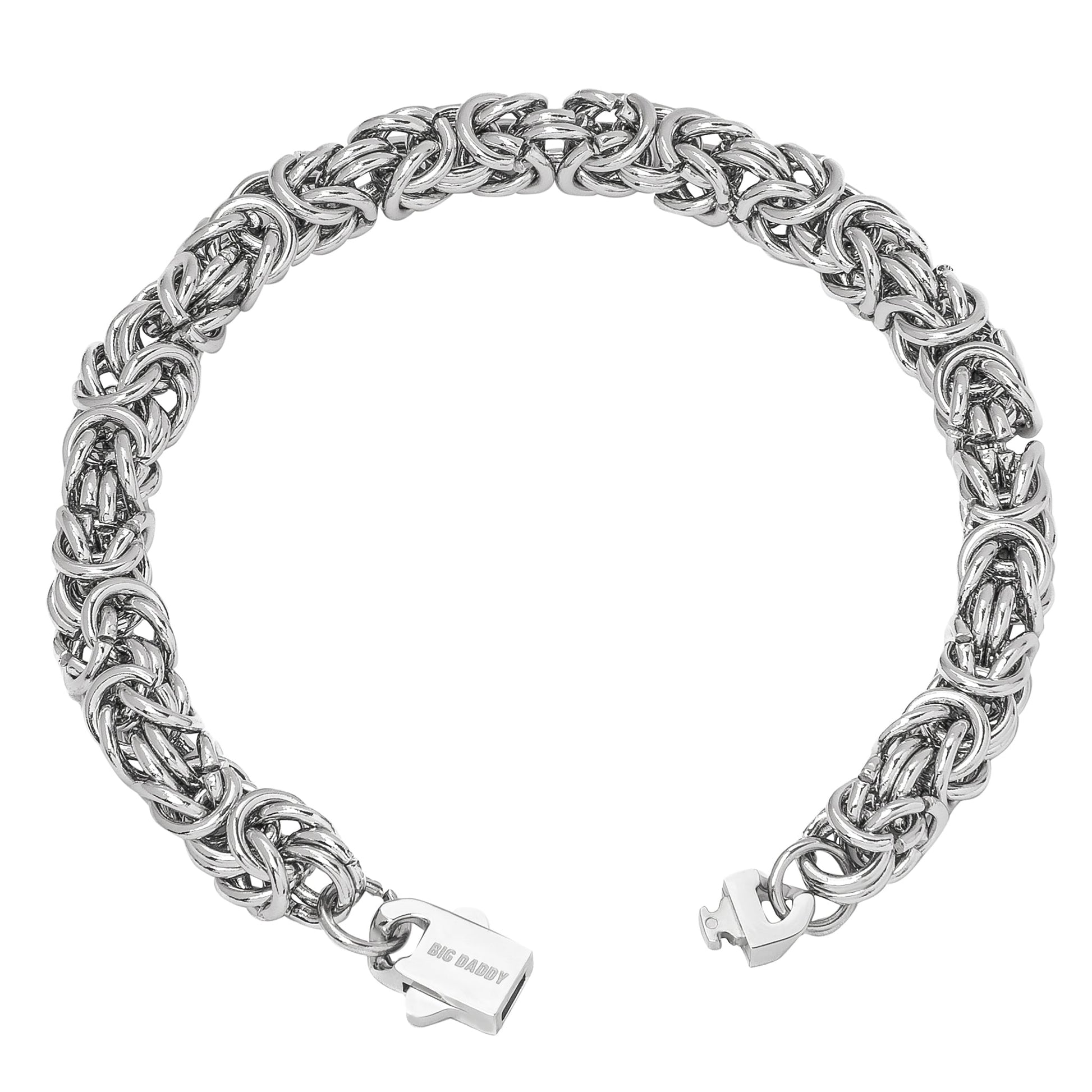 Big Daddy 8MM Byzantine Link Silver Steel Bracelet - Bracelet