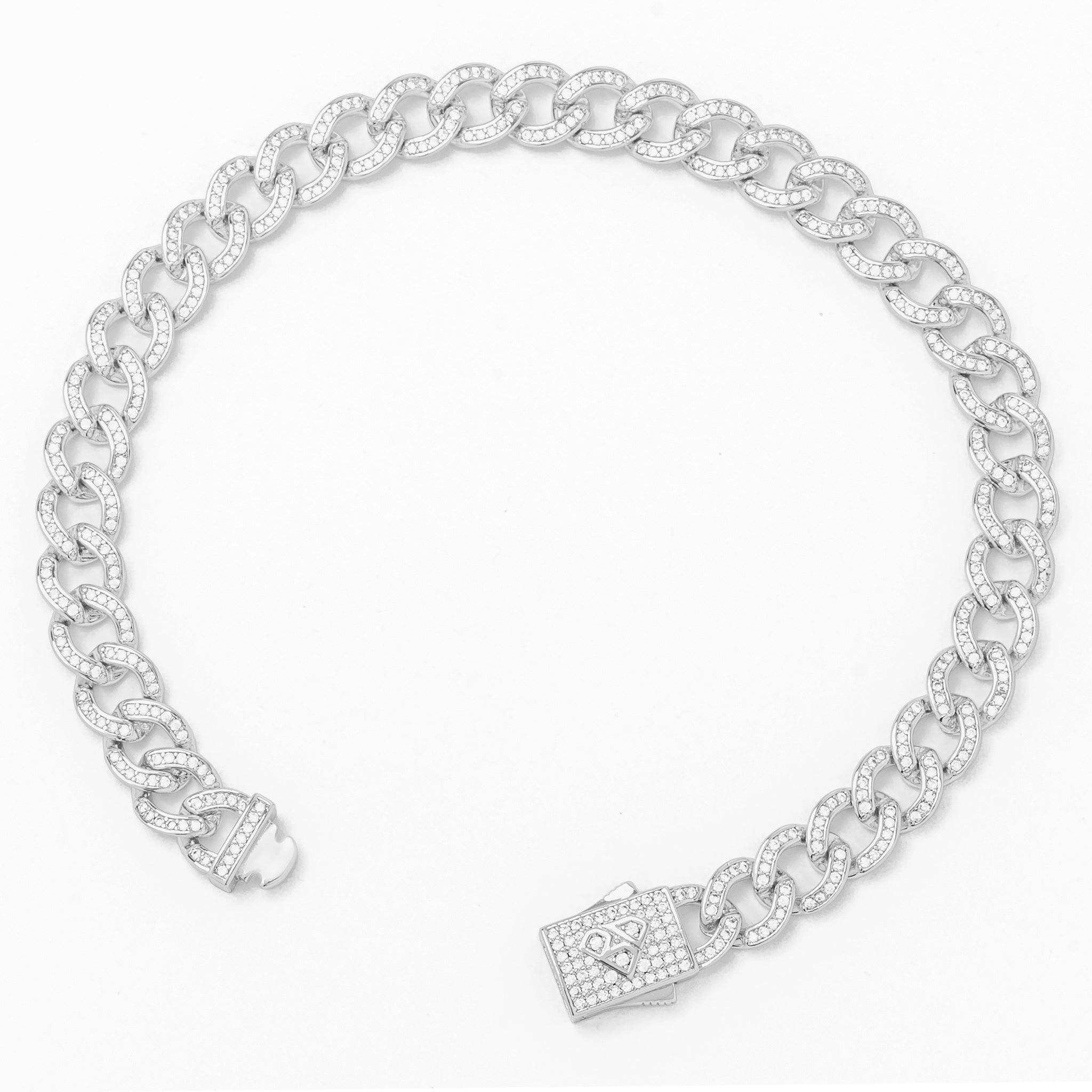 Big Daddy 8MM Iced Curb Cuban Silver Bracelet - Bracelet
