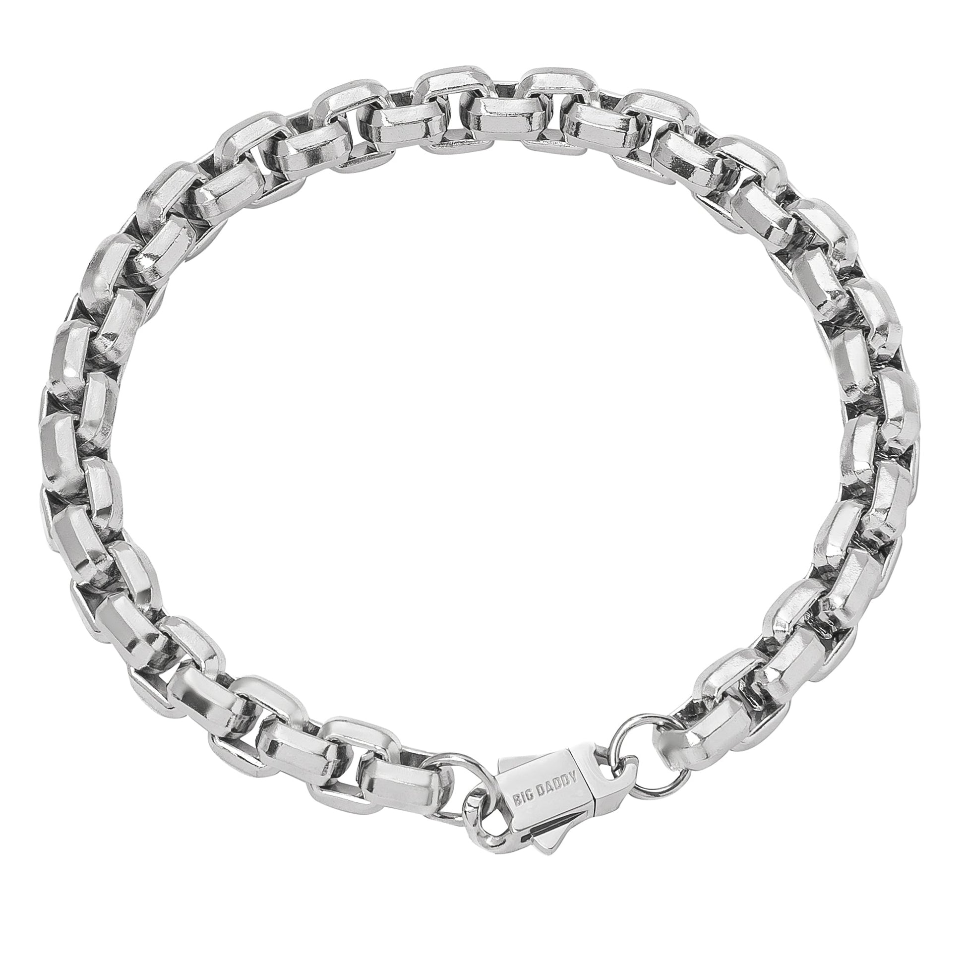 Big Daddy 8MM Silver Steel Franco Box Chain Bracelet - Bracelet