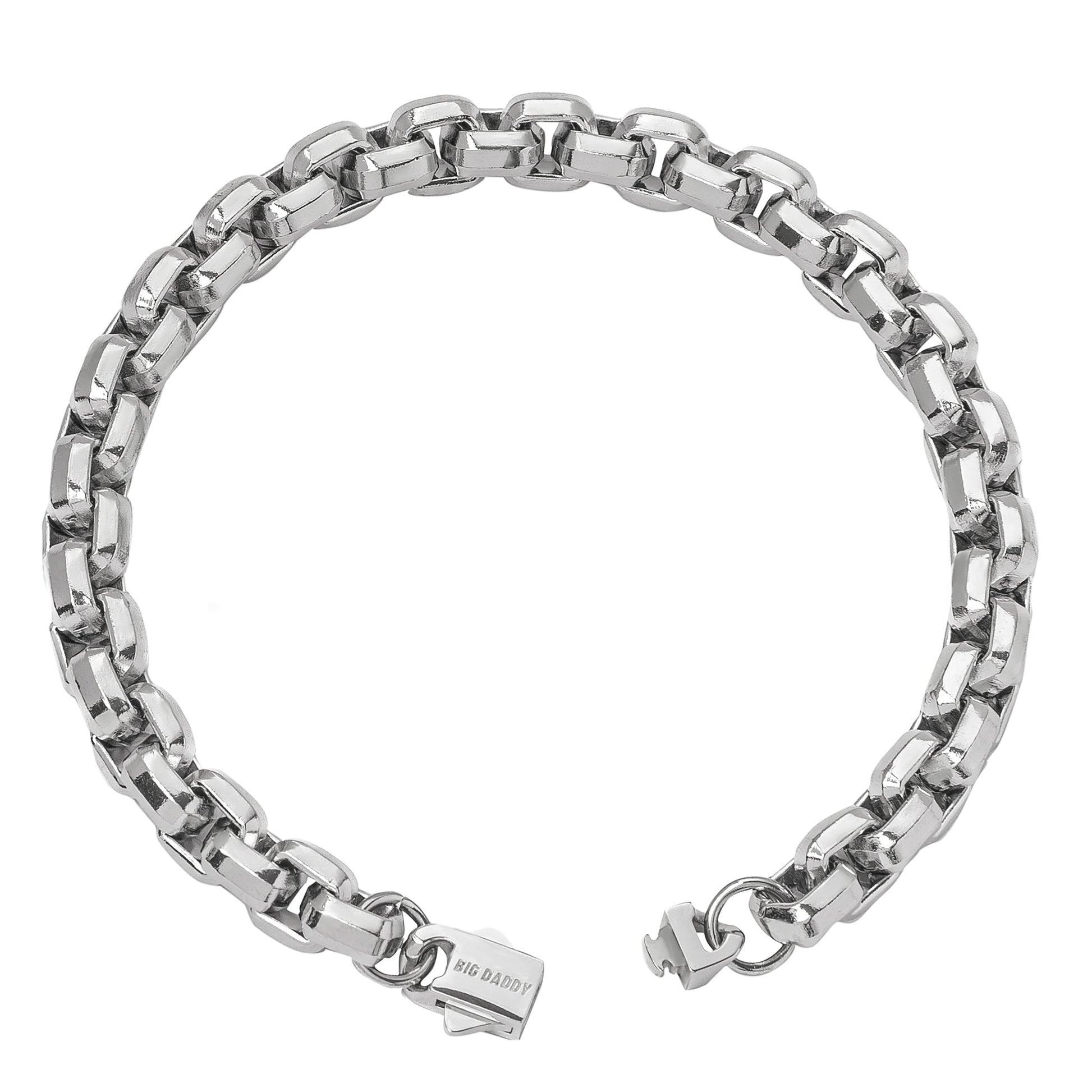 Big Daddy 8MM Silver Steel Franco Box Chain Bracelet - Bracelet