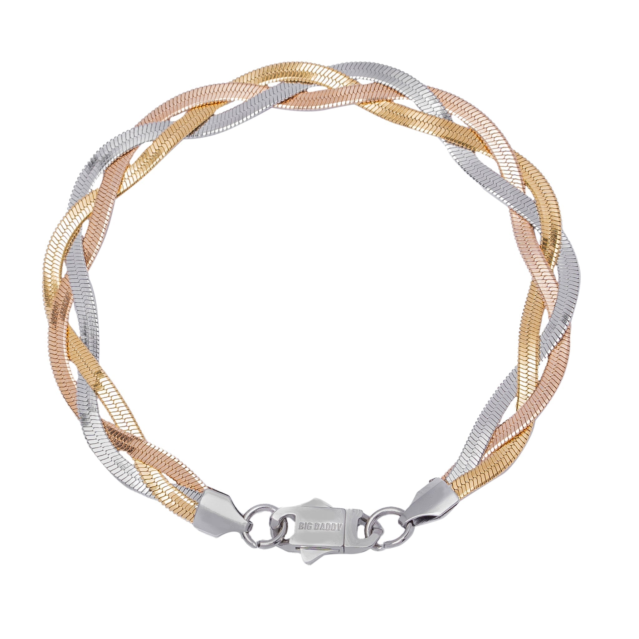 Big Daddy 8MM Two-Tone Flat Herringbone Bracelet - Bracelet