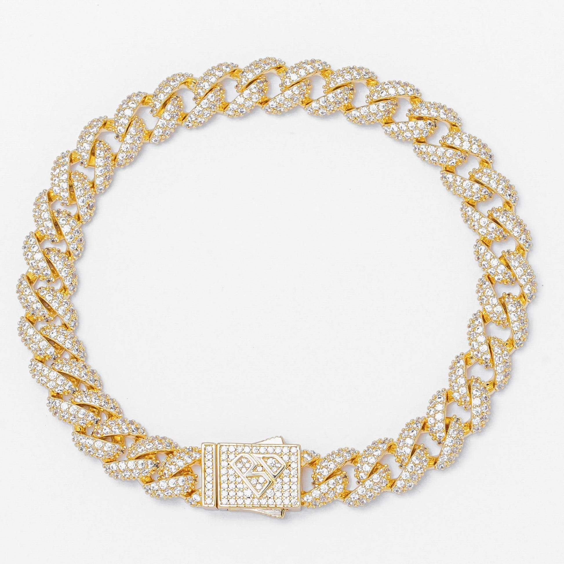 Big Daddy 9MM Diamond Curb Gold Iced Out Bracelet