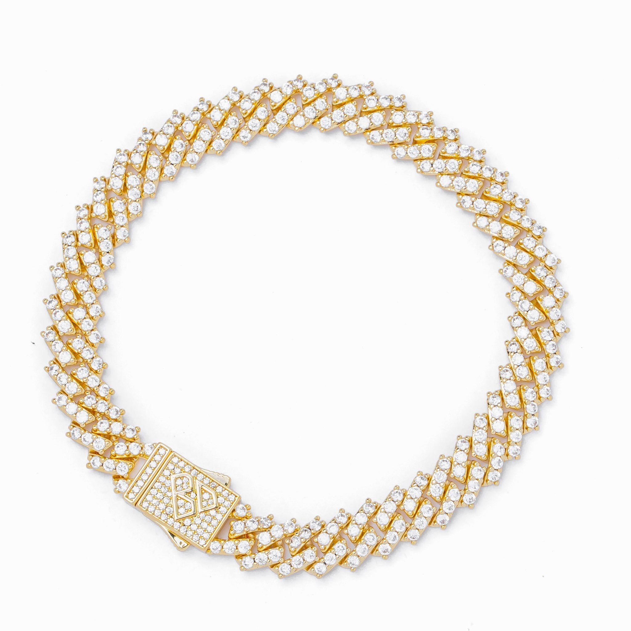 Big Daddy 9MM Diamond Prong Gold Cuban Link Bracelet - Bracelet
