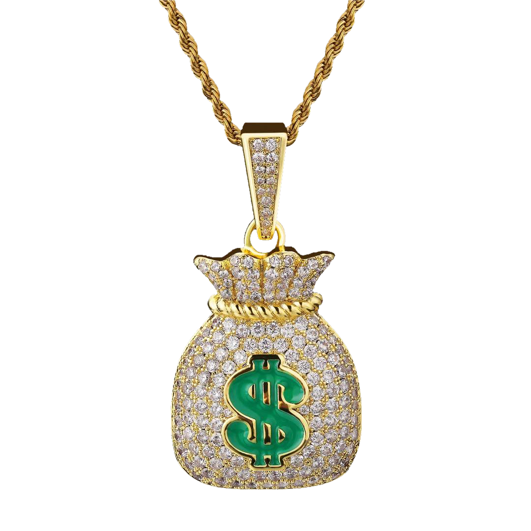 Big Daddy Iced Out Money Bag Men’s Pendant Necklace - Pendant