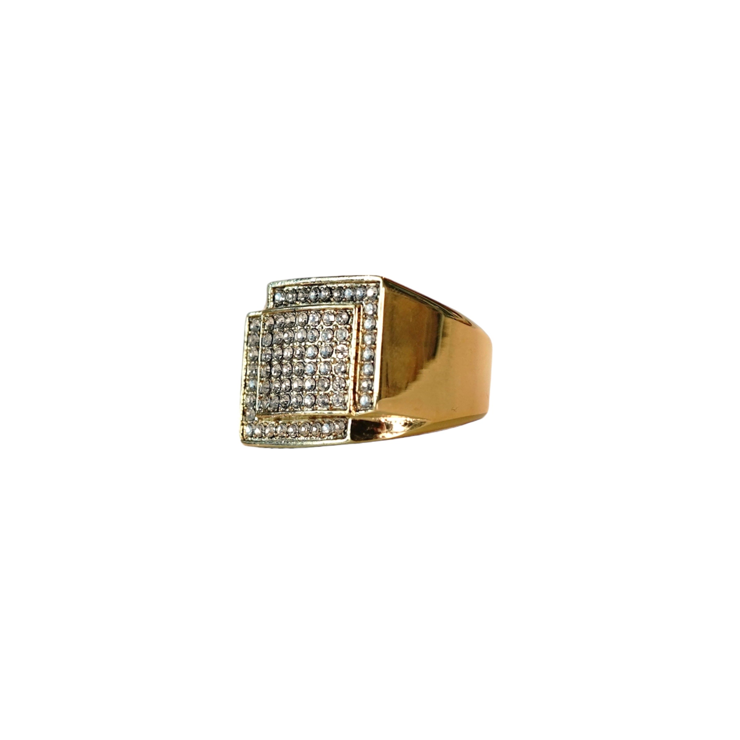 Big Daddy Iced Out Square Bling Gold Ring - Ring