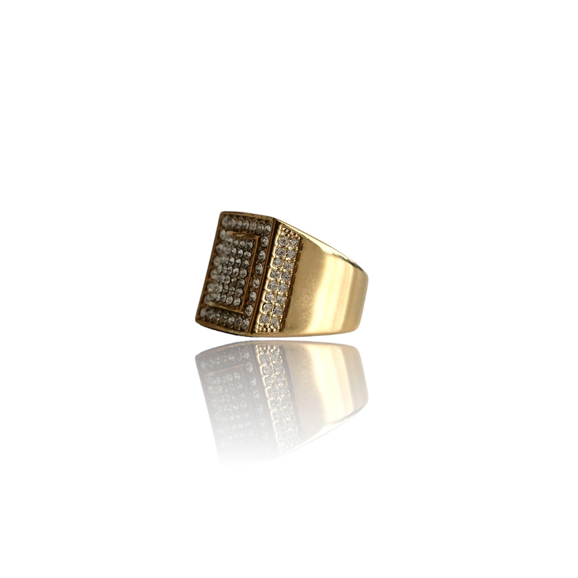Big Daddy Iced Pave Square Gold Ring - Ring