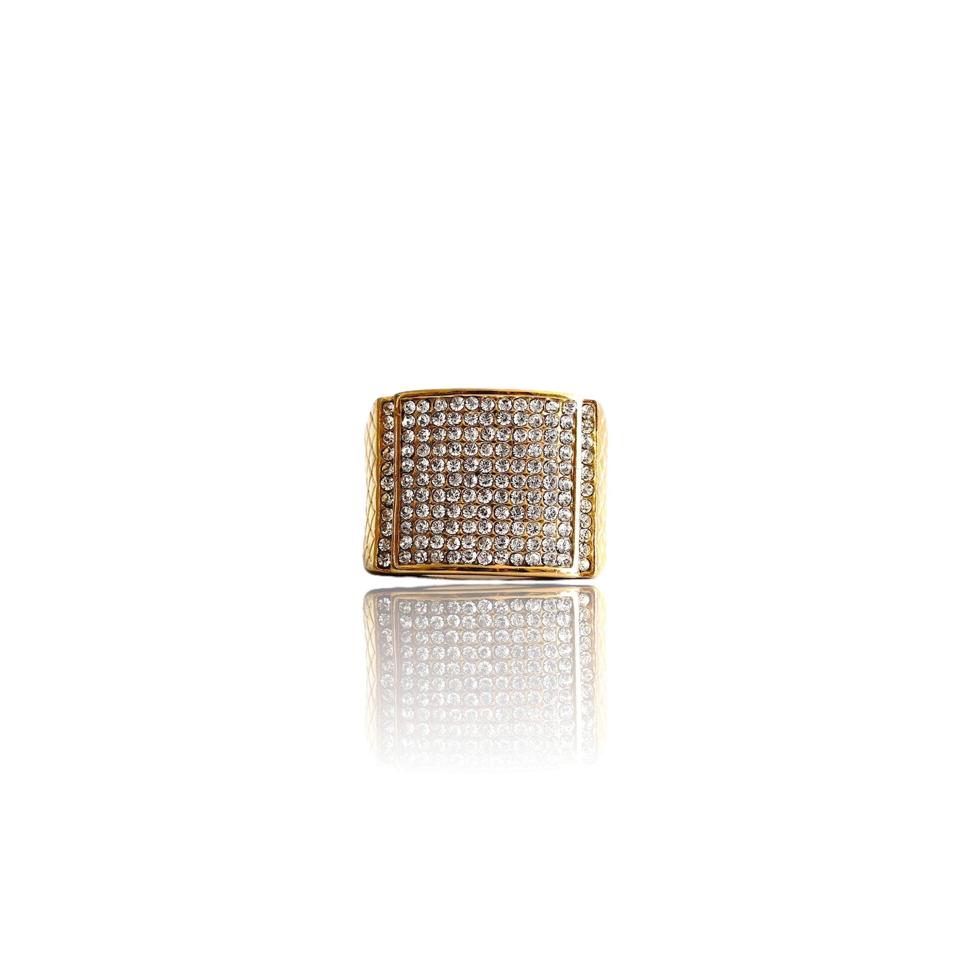 Big Daddy Iced Pave Square Gold Ring - Ring