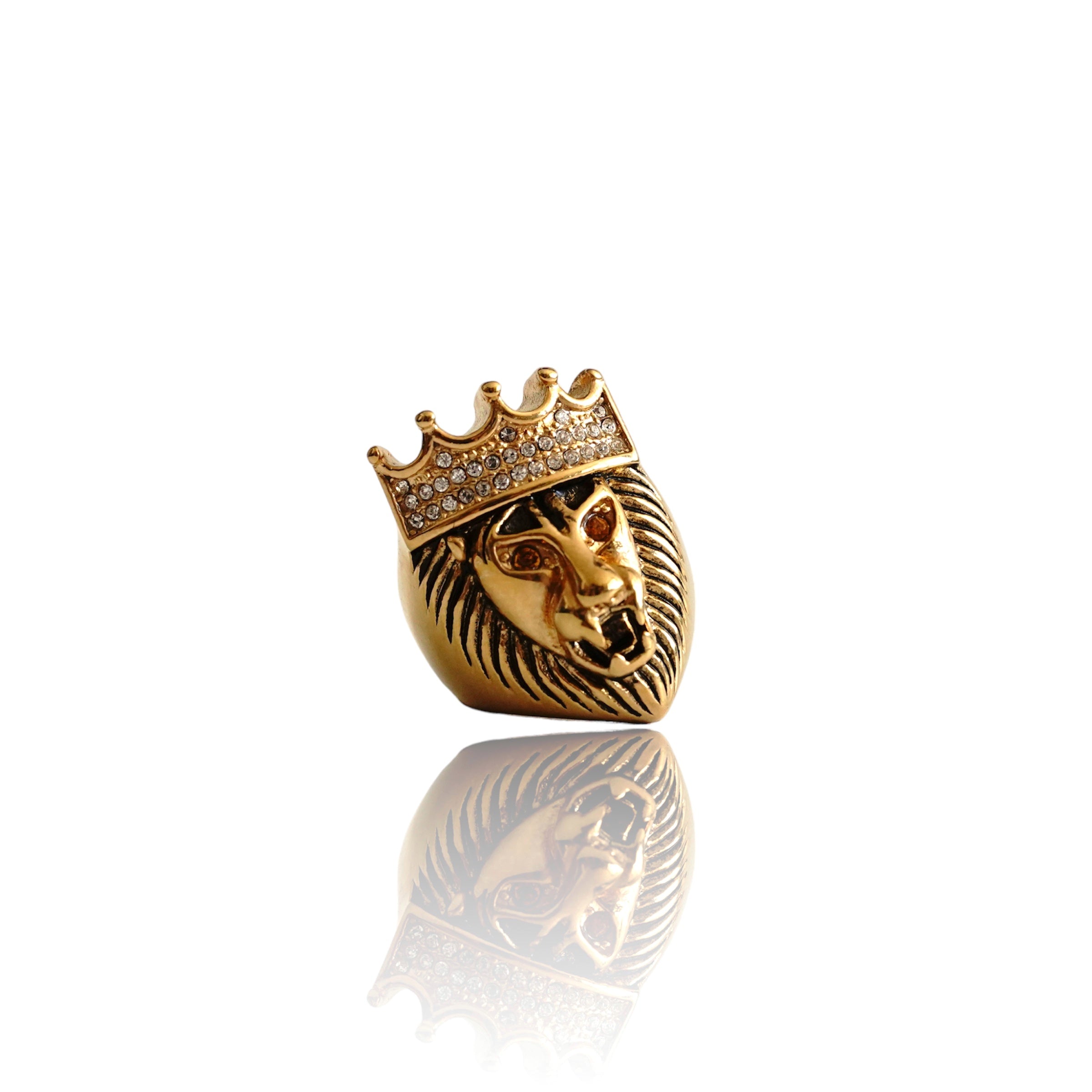 Big Daddy Lionhead Pave Crown Gold Ring - Ring